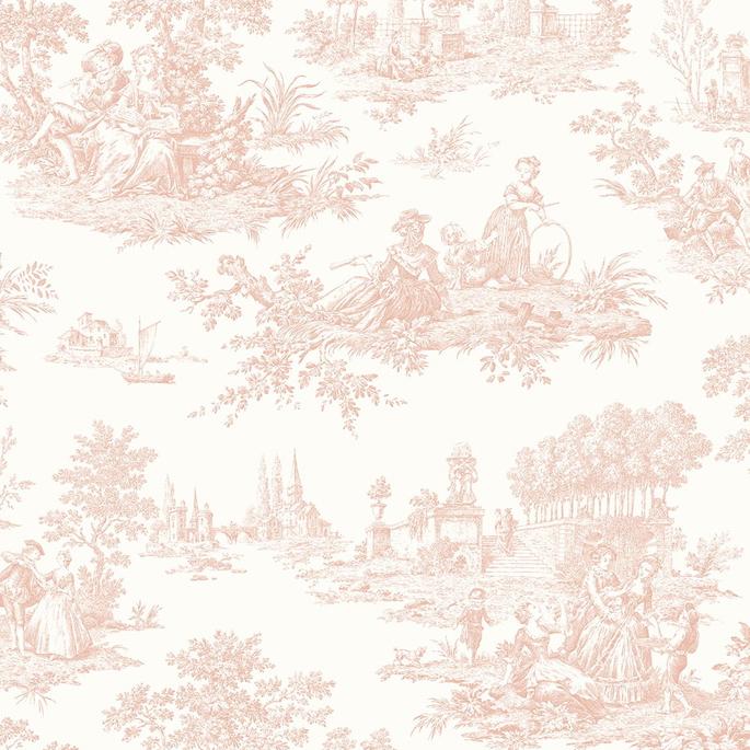 NextWall Peel &amp; Stick Chateau Toile Blush Wallpaper image 1 of 4