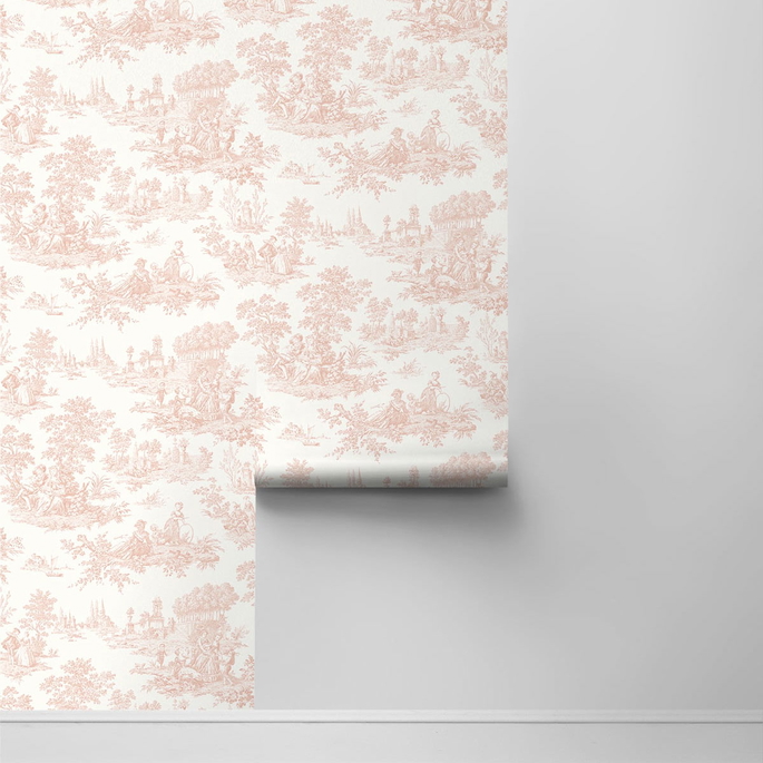 NextWall Peel &amp; Stick Chateau Toile Blush Wallpaper image 2 of 4