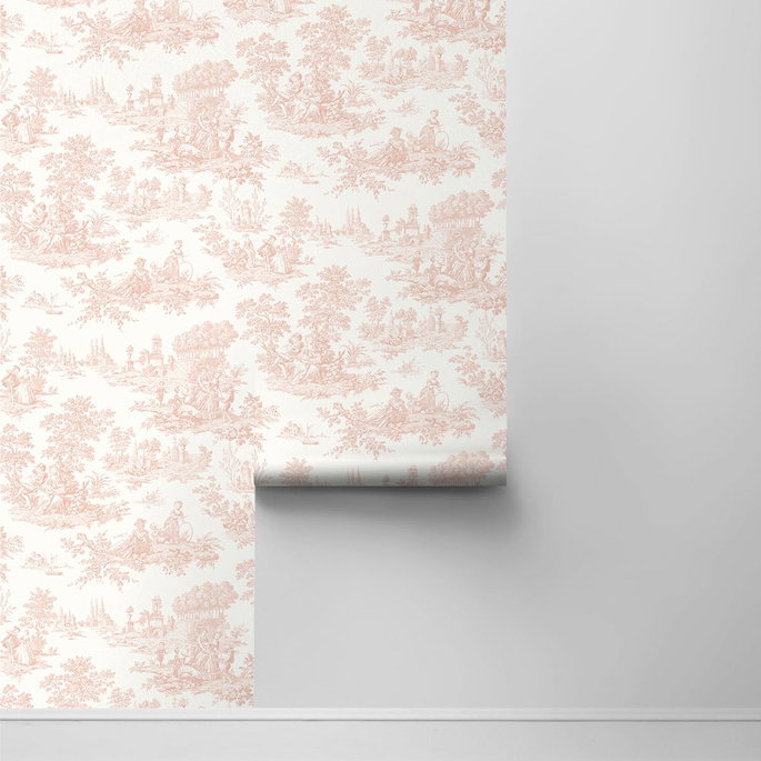 NextWall Peel &amp; Stick Chateau Toile Blush Wallpaper image 2 of 4