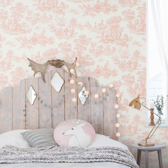 NextWall Peel &amp; Stick Chateau Toile Blush Wallpaper image 3 of 4