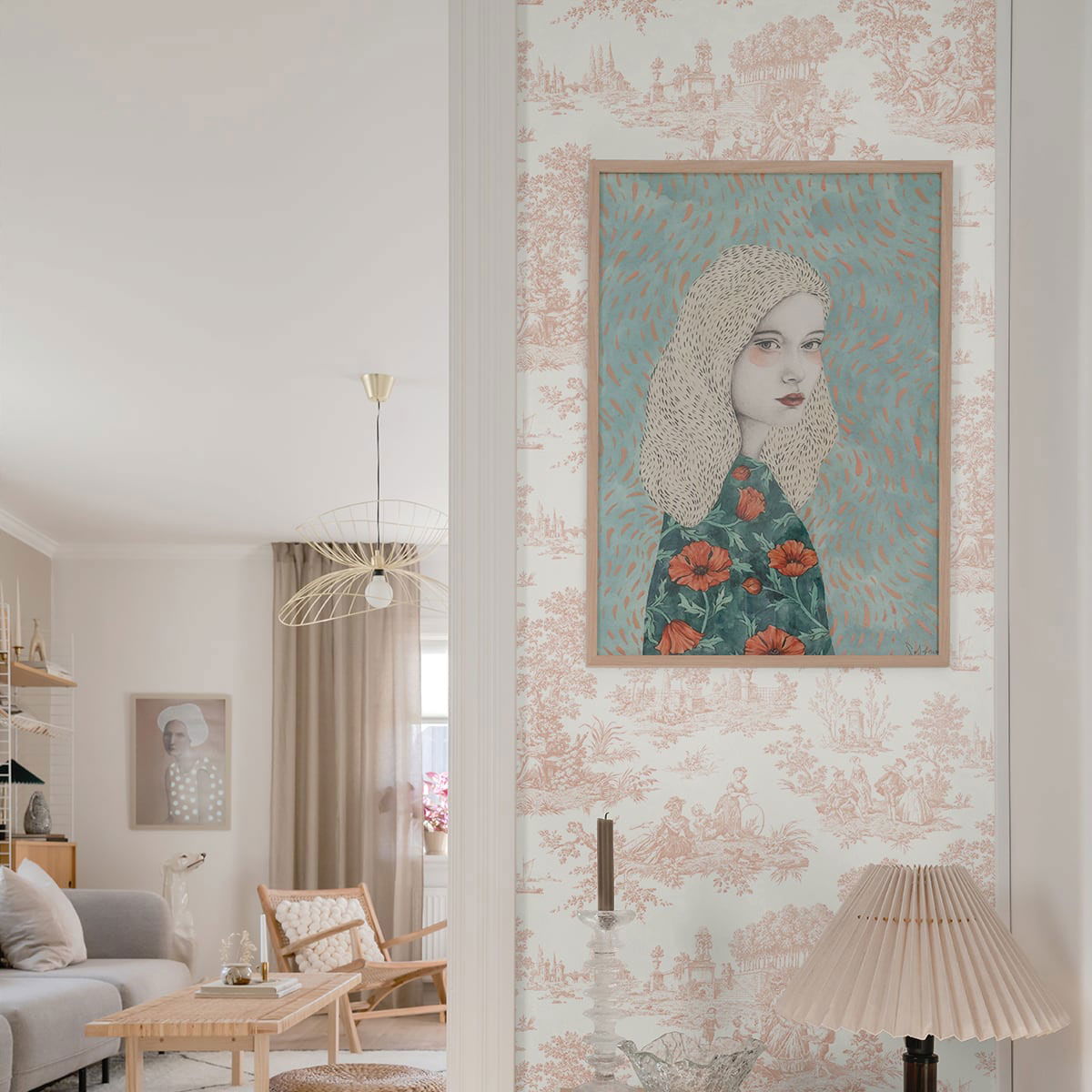 NextWall Peel & Stick Chateau Toile Blush Wallpaper OnlineFabricStore