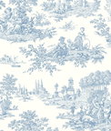 NextWall Peel & Stick Chateau Toile Blue Bell Wallpaper