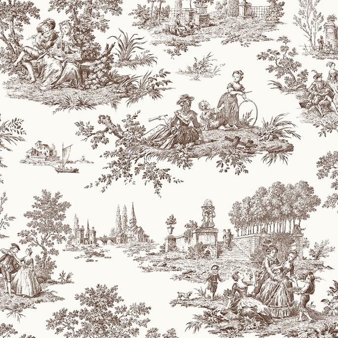 NextWall Peel &amp; Stick Chateau Toile Sable Brown Wallpaper image 1 of 4