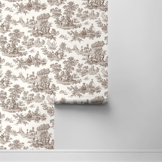 NextWall Peel &amp; Stick Chateau Toile Sable Brown Wallpaper image 2 of 4