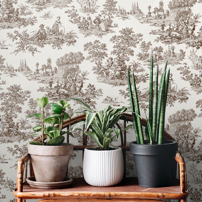 NextWall Peel &amp; Stick Chateau Toile Sable Brown Wallpaper image 3 of 4