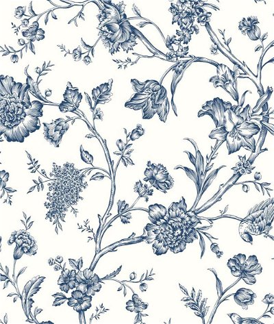 NextWall Peel & Stick Jasmine Chinoiserie Navy Blue Wallpaper
