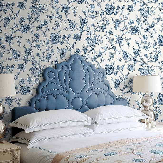 NextWall Peel &amp; Stick Jasmine Chinoiserie Navy Blue Wallpaper image 4 of 4