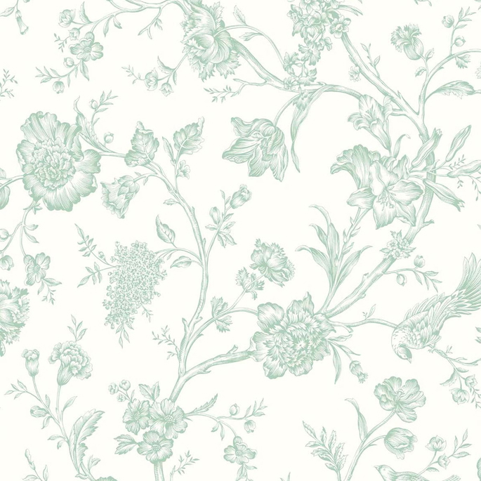 NextWall Peel &amp; Stick Jasmine Chinoiserie Seaglass Wallpaper image 1 of 4