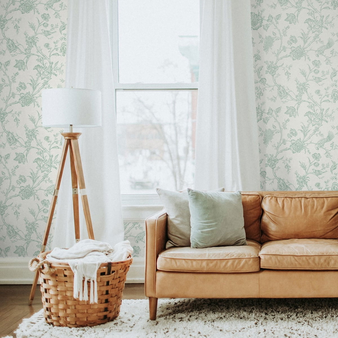 NextWall Peel &amp; Stick Jasmine Chinoiserie Seaglass Wallpaper image 4 of 4