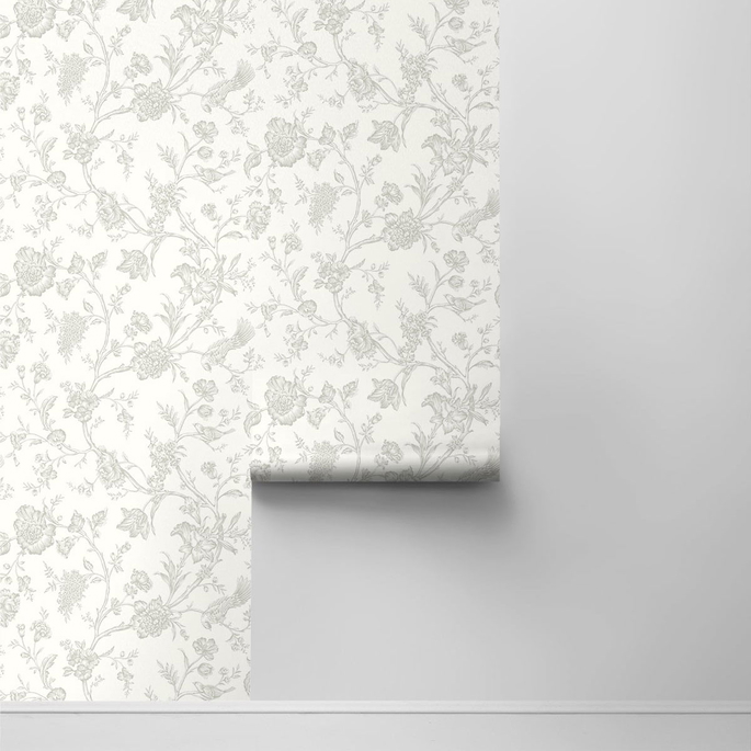 NextWall Peel &amp; Stick Jasmine Chinoiserie Harbor Mist Wallpaper image 2 of 4