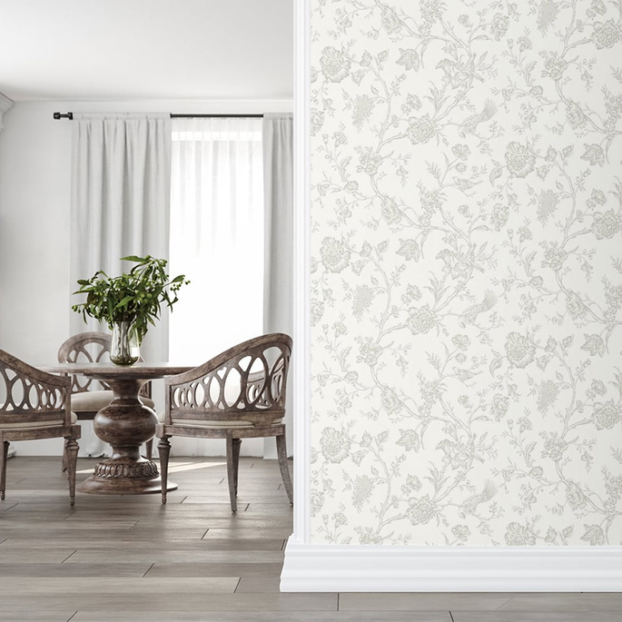 NextWall Peel &amp; Stick Jasmine Chinoiserie Harbor Mist Wallpaper image 4 of 4