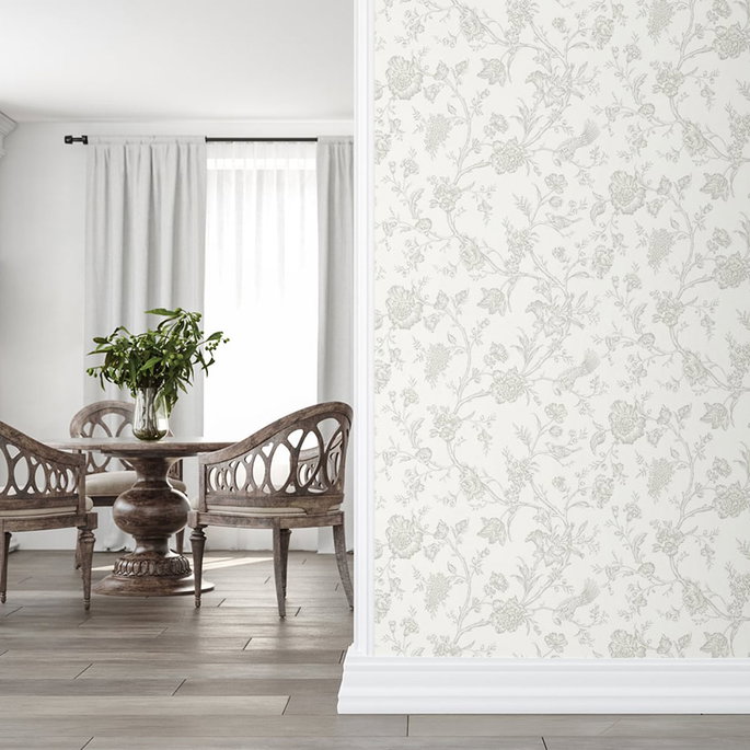 NextWall Peel &amp; Stick Jasmine Chinoiserie Harbor Mist Wallpaper image 4 of 4