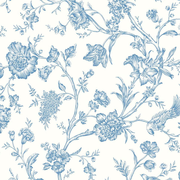 NextWall Peel &amp; Stick Jasmine Chinoiserie Carolina Blue Wallpaper image 1 of 4