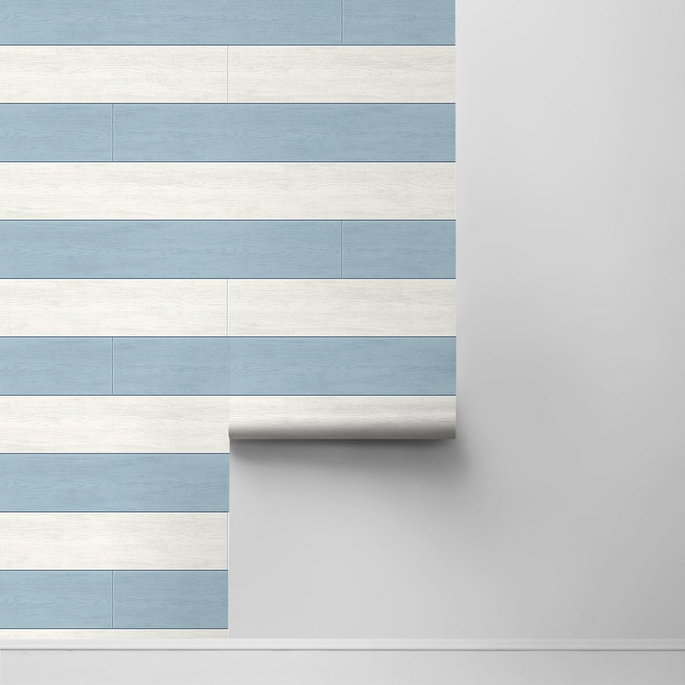 NextWall Peel &amp; Stick Two Toned Shiplap Carolina Blue Wallpaper image 2 of 4