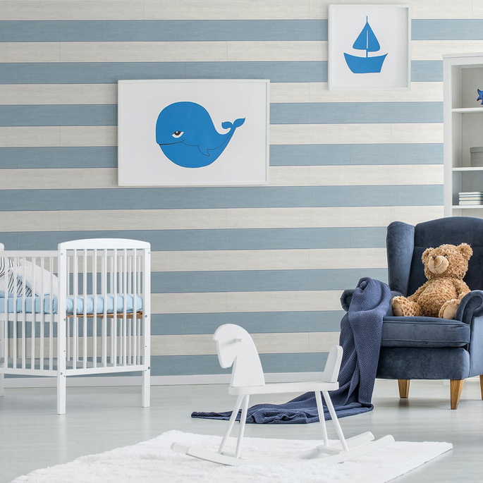 NextWall Peel &amp; Stick Two Toned Shiplap Carolina Blue Wallpaper image 4 of 4