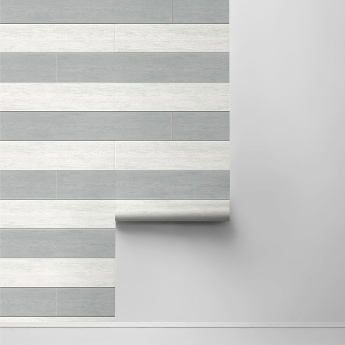 NextWall Peel &amp; Stick Two Toned Shiplap Argos Grey Wallpaper image 2 of 4