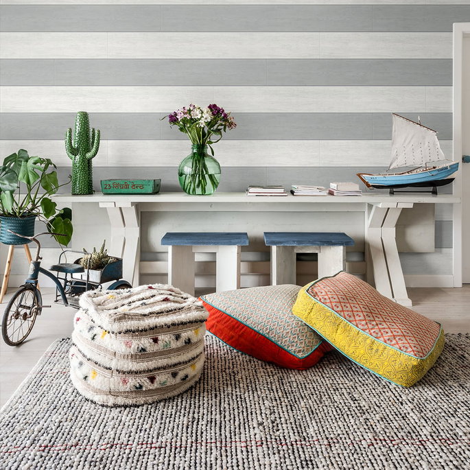 NextWall Peel &amp; Stick Two Toned Shiplap Argos Grey Wallpaper image 4 of 4