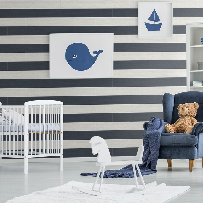 NextWall Peel &amp; Stick Two Toned Shiplap Navy Blue Wallpaper image 4 of 4