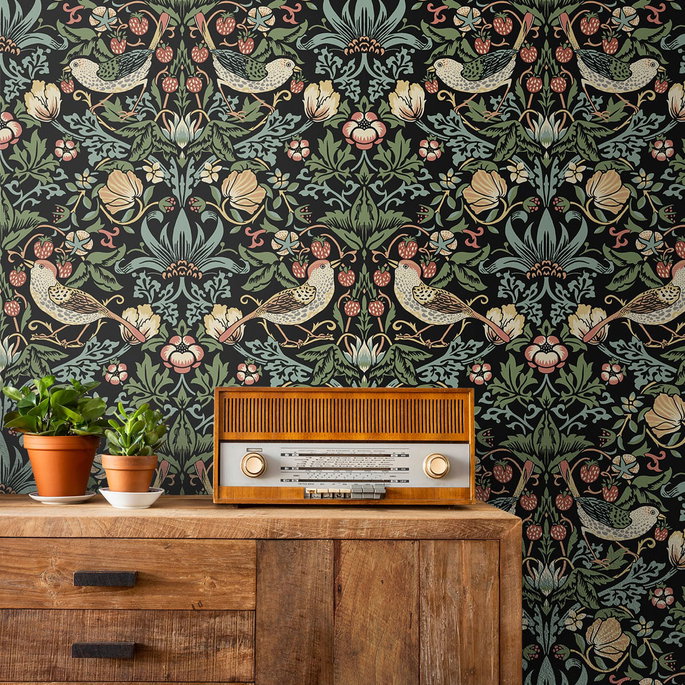 NextWall Peel &amp; Stick Aves Garden Ebony Wallpaper image 3 of 4