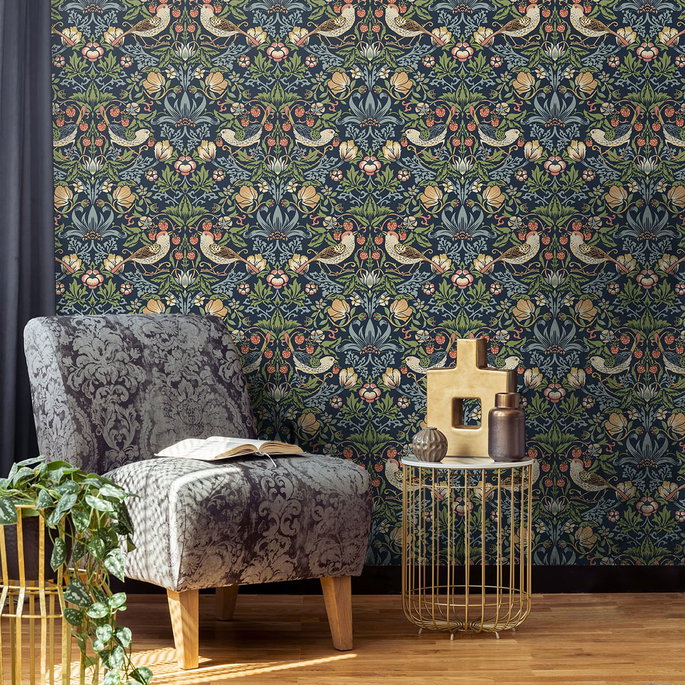 NextWall Peel &amp; Stick Aves Garden Midnight Blue Wallpaper image 3 of 4