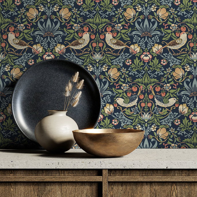 NextWall Peel &amp; Stick Aves Garden Midnight Blue Wallpaper image 4 of 4