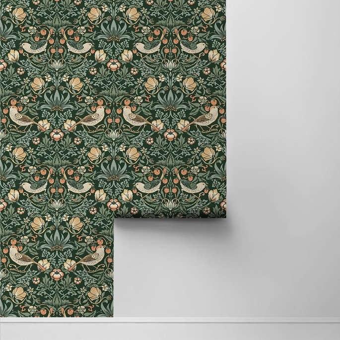 NextWall Peel &amp; Stick Aves Garden Forest Green Wallpaper image 2 of 4