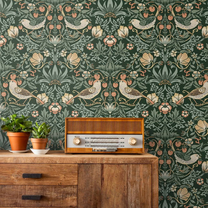 NextWall Peel &amp; Stick Aves Garden Forest Green Wallpaper image 3 of 4