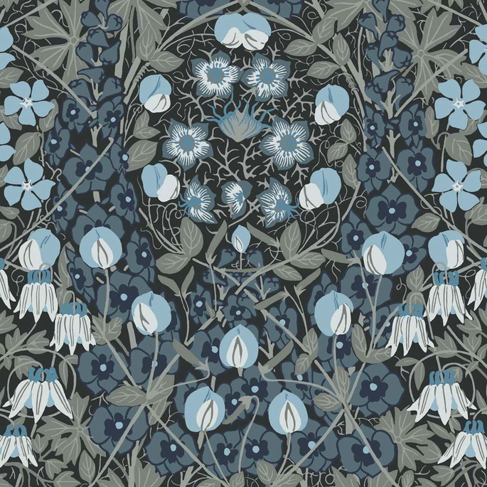 NextWall Peel &amp; Stick Tulip Garden Bluestone Wallpaper image 1 of 4
