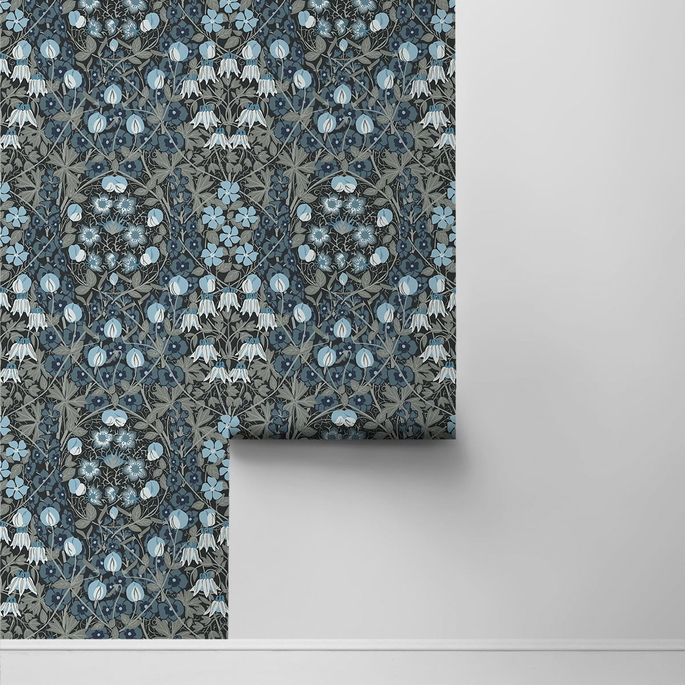 NextWall Peel &amp; Stick Tulip Garden Bluestone Wallpaper image 2 of 4