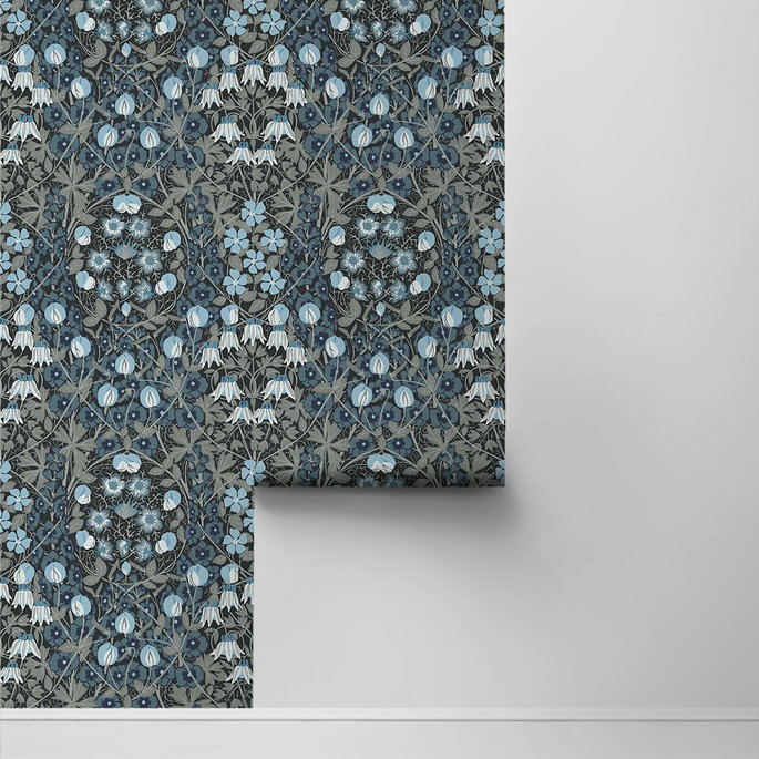 NextWall Peel &amp; Stick Tulip Garden Bluestone Wallpaper image 2 of 4