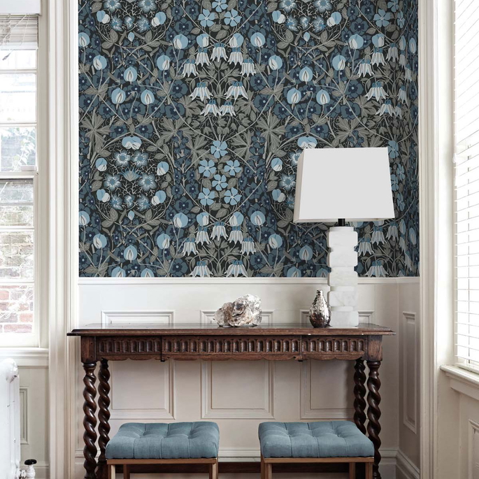 NextWall Peel &amp; Stick Tulip Garden Bluestone Wallpaper image 4 of 4