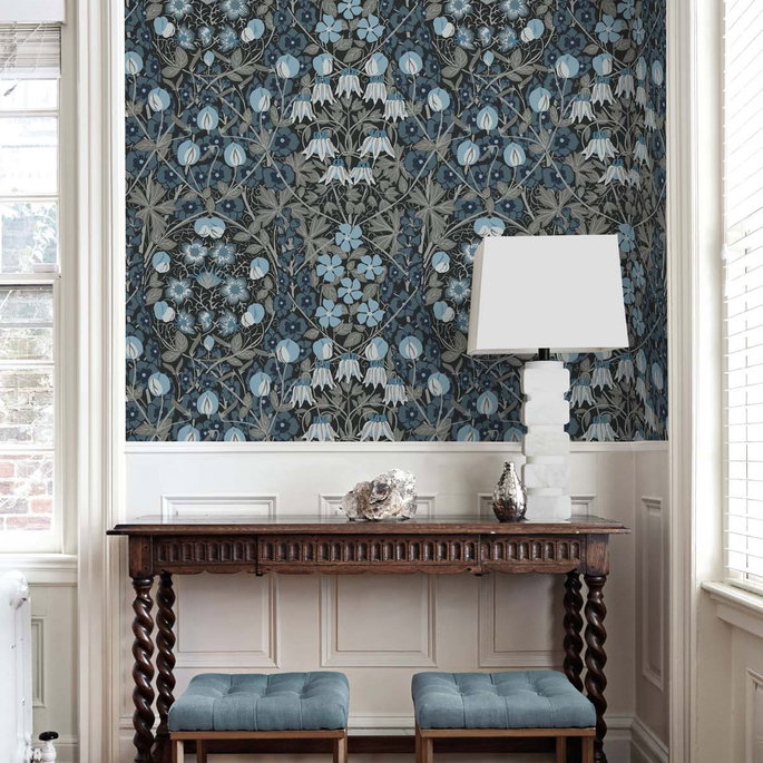 NextWall Peel &amp; Stick Tulip Garden Bluestone Wallpaper image 4 of 4