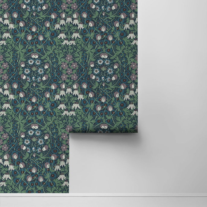 NextWall Peel &amp; Stick Tulip Garden Deep Ocean &amp; Purple Haze Wallpaper image 2 of 4