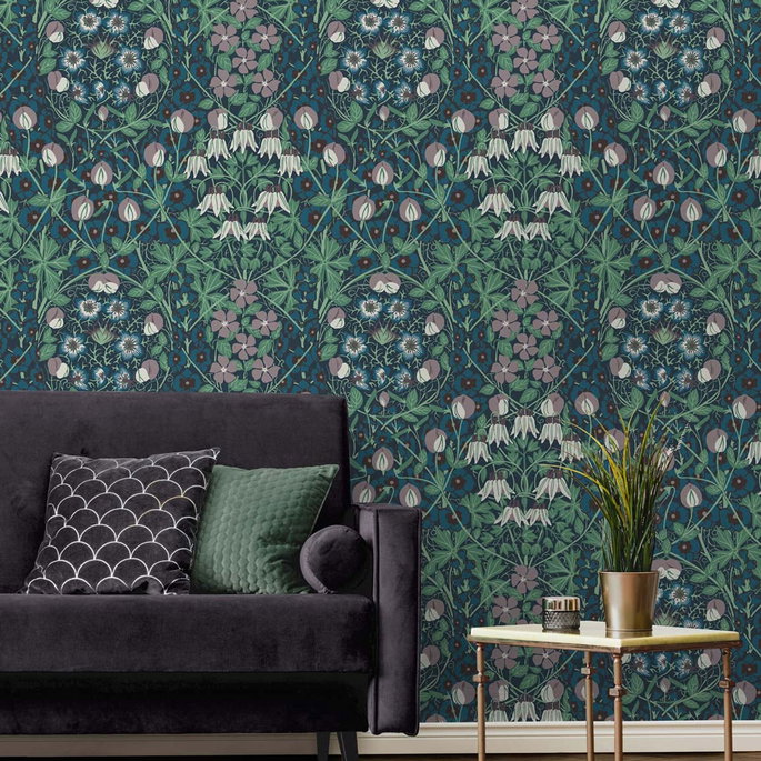 NextWall Peel &amp; Stick Tulip Garden Deep Ocean &amp; Purple Haze Wallpaper image 4 of 4