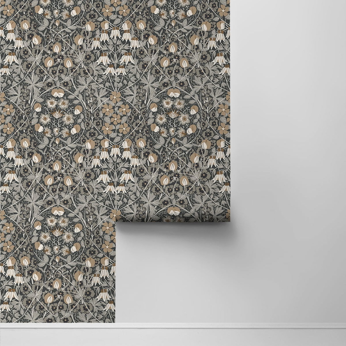 NextWall Peel &amp; Stick Tulip Garden Wrought Iron &amp; Chamois Wallpaper image 2 of 4