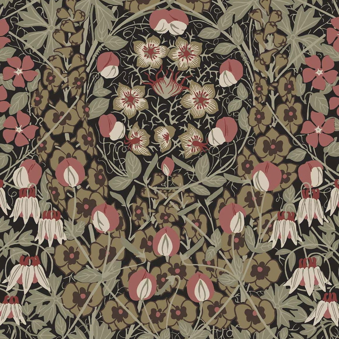NextWall Peel &amp; Stick Tulip Garden Ebony &amp; Red Clay Wallpaper image 1 of 4
