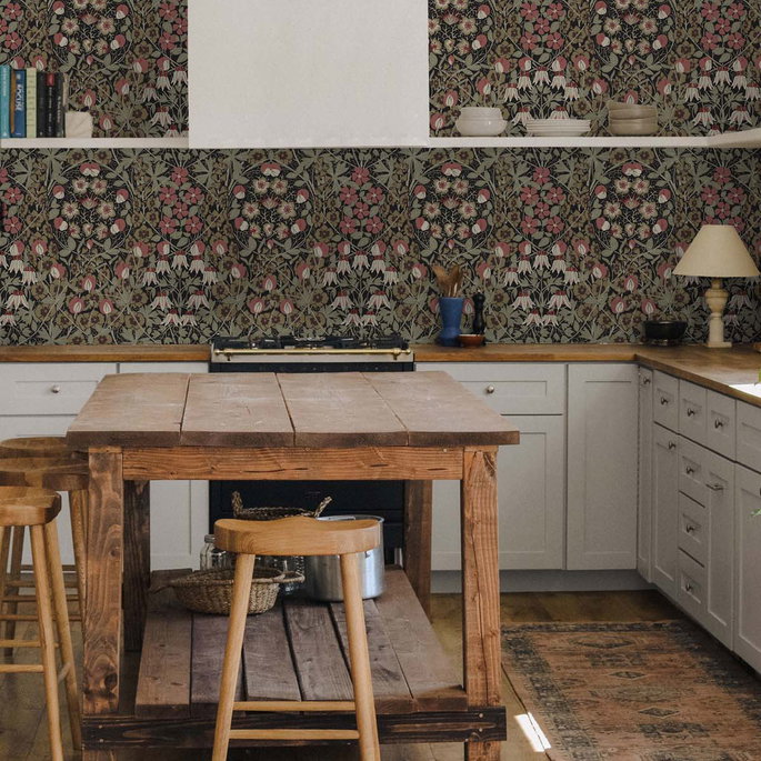 NextWall Peel &amp; Stick Tulip Garden Ebony &amp; Red Clay Wallpaper image 3 of 4