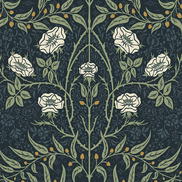 NextWall Peel & Stick Stenciled Floral Navy & Sage Wallpaper