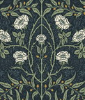 NextWall Peel & Stick Stenciled Floral Navy & Sage Wallpaper