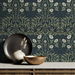NextWall Peel &amp; Stick Stenciled Floral Navy &amp; Sage Wallpaper thumbnail image 3 of 4