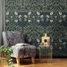 NextWall Peel &amp; Stick Stenciled Floral Navy &amp; Sage Wallpaper thumbnail image 4 of 4
