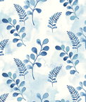 NextWall Peel & Stick Woodland Walk Marine Blue Wallpaper