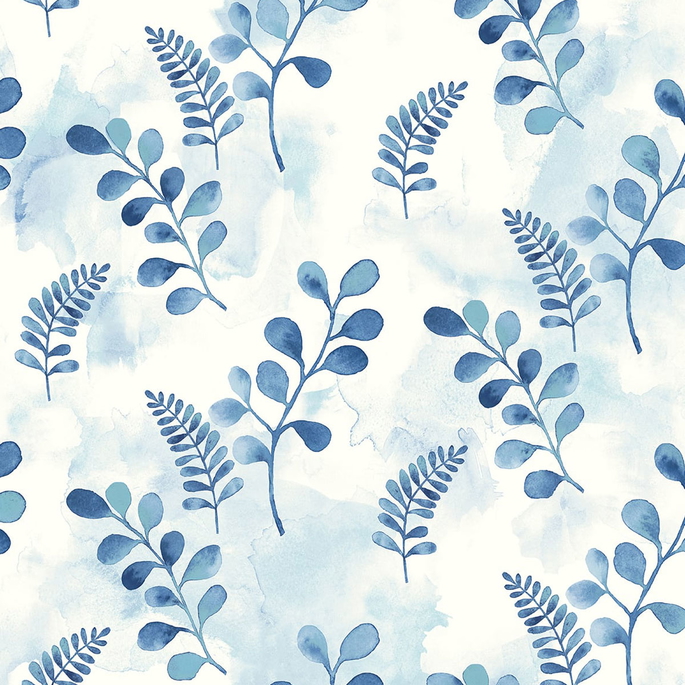 NextWall Peel &amp; Stick Woodland Walk Marine Blue Wallpaper image 1 of 4