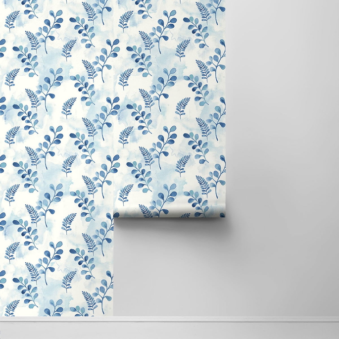 NextWall Peel &amp; Stick Woodland Walk Marine Blue Wallpaper image 2 of 4