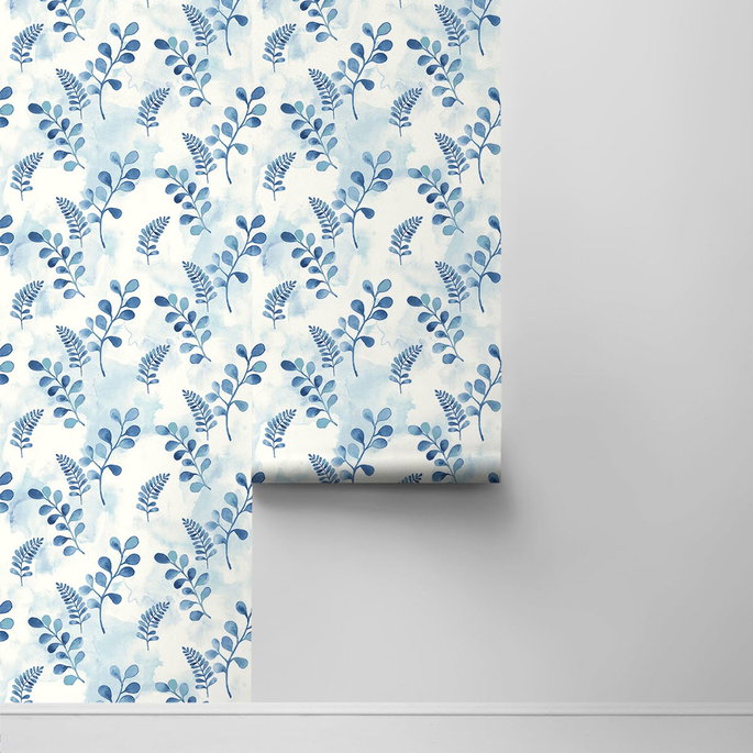 NextWall Peel &amp; Stick Woodland Walk Marine Blue Wallpaper image 2 of 4