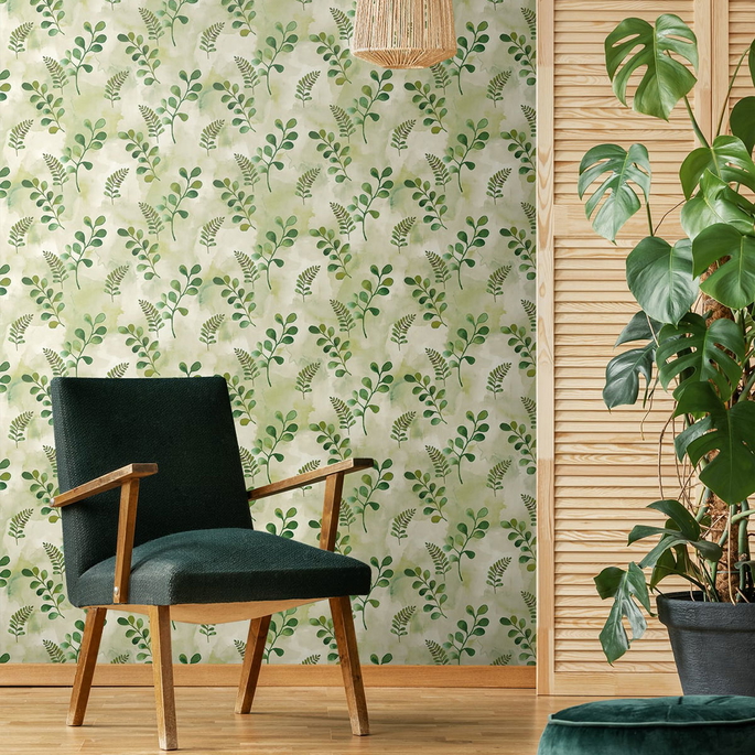 NextWall Peel &amp; Stick Woodland Walk Summer Fern Wallpaper image 3 of 4
