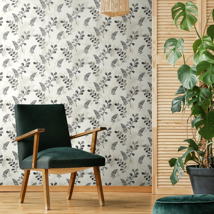 NextWall Peel &amp; Stick Woodland Walk Steel Grey  Wallpaper image 3 of 4