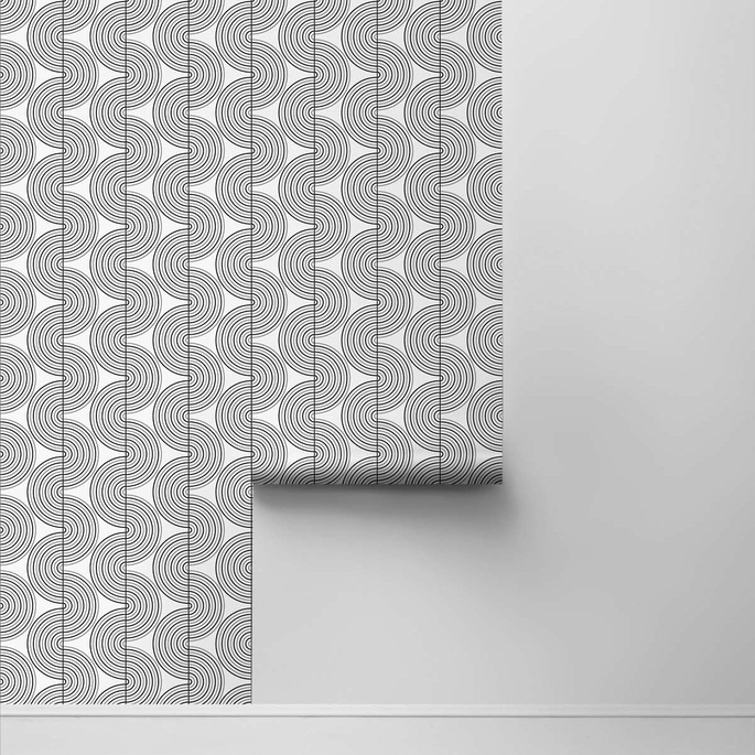 NextWall Peel &amp; Stick Zen Geo Onyx &amp; Metallic Silver Wallpaper image 2 of 4