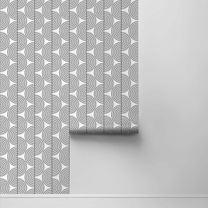 NextWall Peel &amp; Stick Zen Geo Onyx &amp; Metallic Silver Wallpaper image 2 of 4