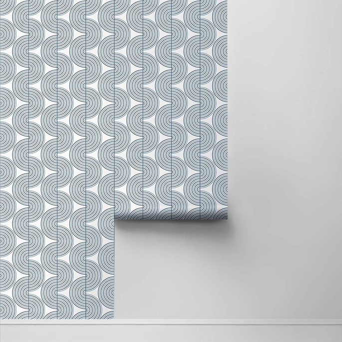 NextWall Peel &amp; Stick Zen Geo Prussian Blue Wallpaper image 2 of 4